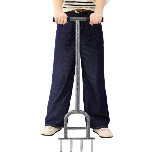Lawn Core Aerator Tool - 4 Prong Manual Plug Aerator with 12" Weeder Hand Tool