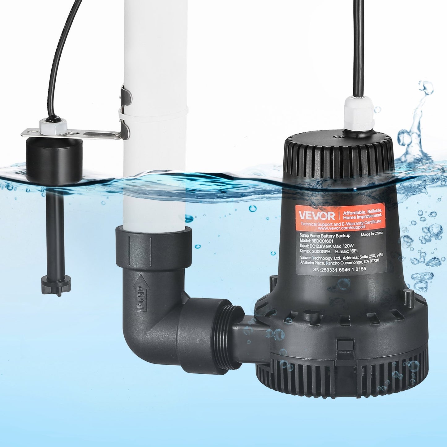 2000 GPH Battery Backup Sump Pump System with Smart Controller