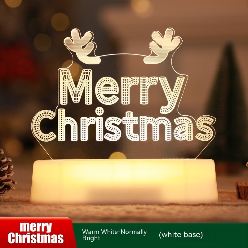 3D Christmas Acrylic LED Night Light - Holiday Decoration Lamp Kids Gift