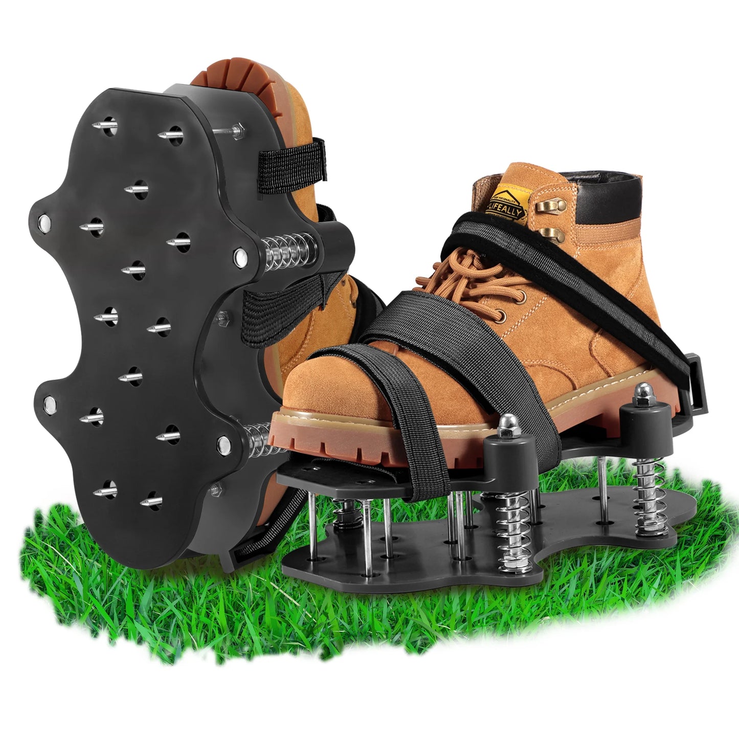 Lawn Aerator Shoes Garden Lawn Shoes with Spikes Black