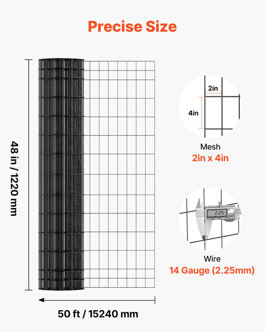 Garden & Livestock Fence - 48" x 50ft Galvanized Steel Mesh for Raised Beds & Animal Enclosures