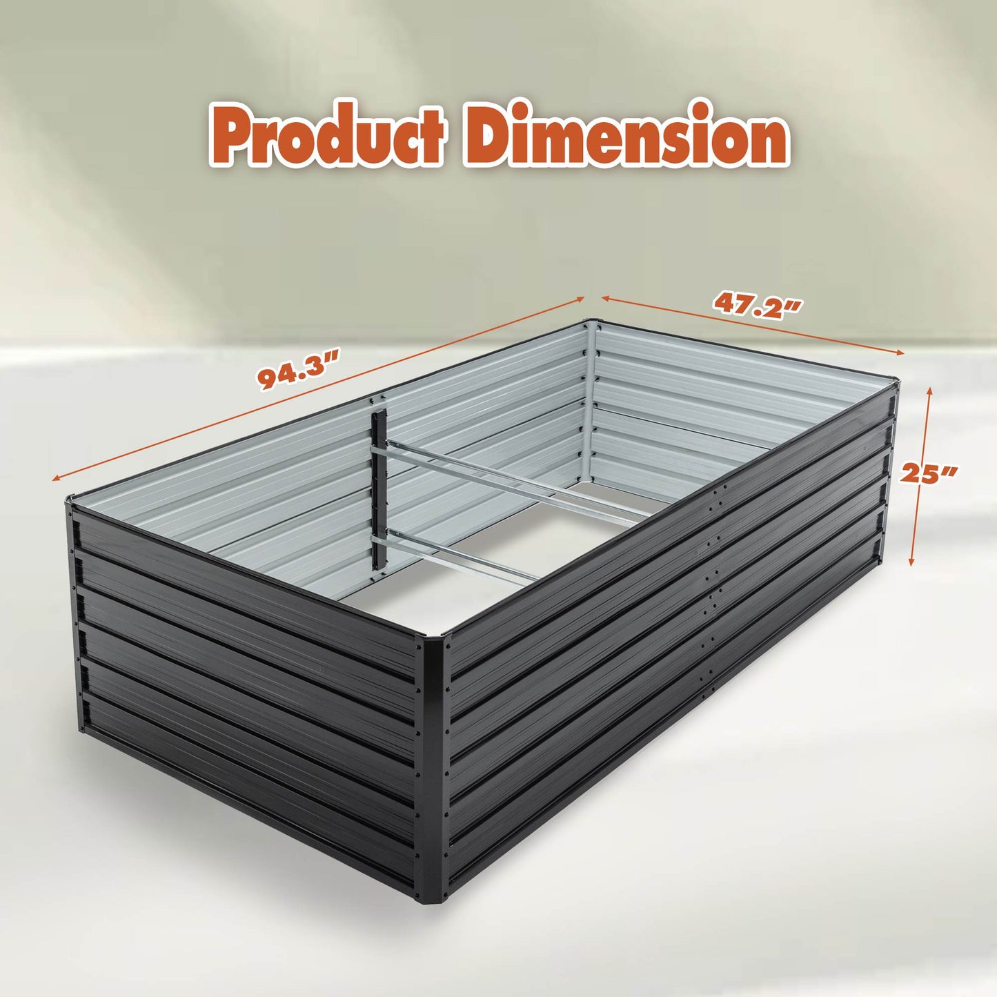 Galvanized Raised Garden Bed Kit - Heavy Duty Metal Planter Bed - Black