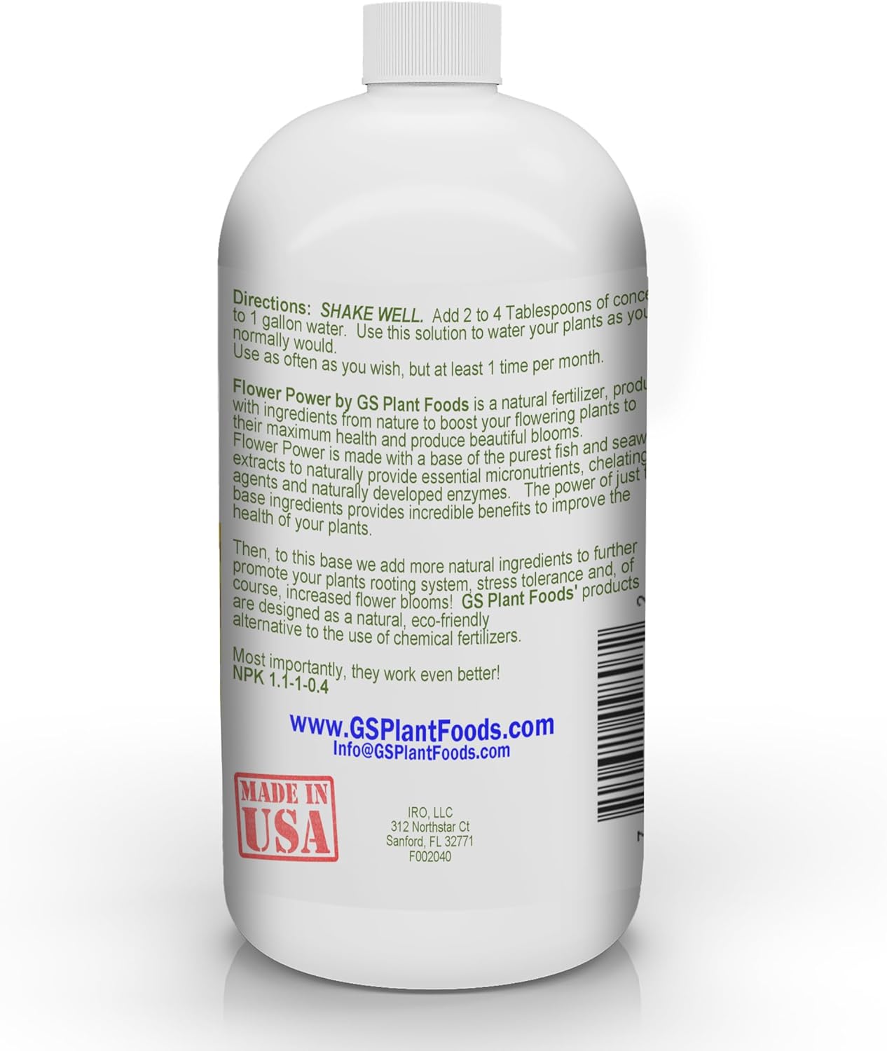 GS Plant Foods Organic Bloom Fertilizer Concentrate