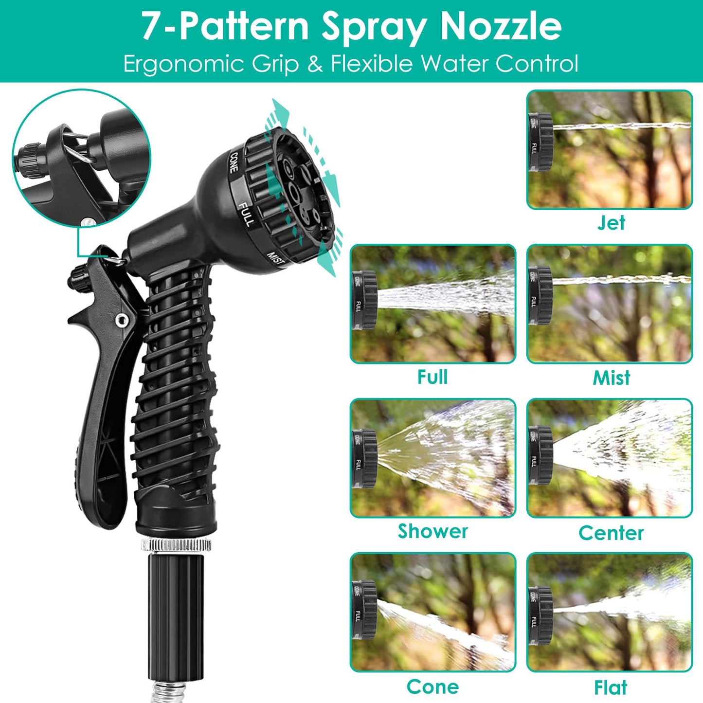 Heavy Duty Stainless Steel Garden Hose with Dual Spray Nozzles