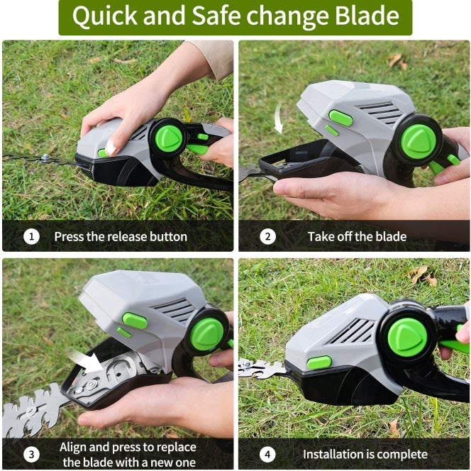 Cordless Hedge Trimmer 2-in-1 with Grass Shears & 21V Battery Kit