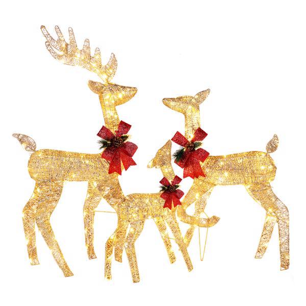 3-Piece Golden Elk Family Courtyard Decoration Set - 122cm Outdoor Sculpture