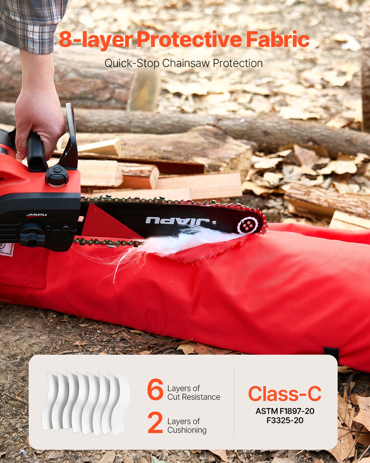 36" VEVOR Chainsaw Safety Chaps - ASTM Certified Class C Protection