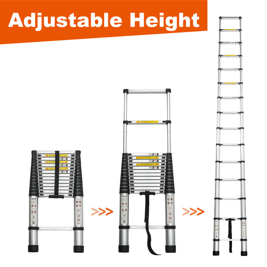 14.5 FT Telescoping Aluminum Ladder - Lightweight Extension Ladder