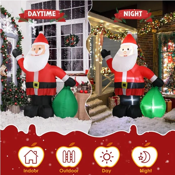 6ft Christmas Inflatable Santa Decoration with LED Lights for Outdoor Yard