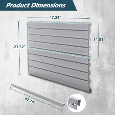 4ft x 2ft PVC Slat Wall Panels - Heavy Duty Garage Storage System in Graphite