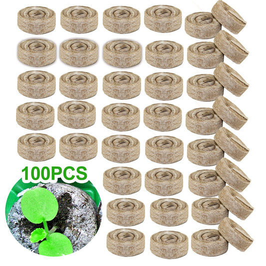 30 pieces of brown felt rolls with a small image of plants and text '100PCS' on a white background.