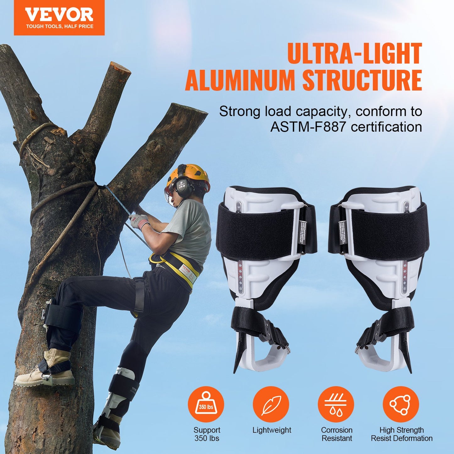 VEVOR Tree Climbing Spikes - Aluminum Arborist Gear (350 LB Capacity)