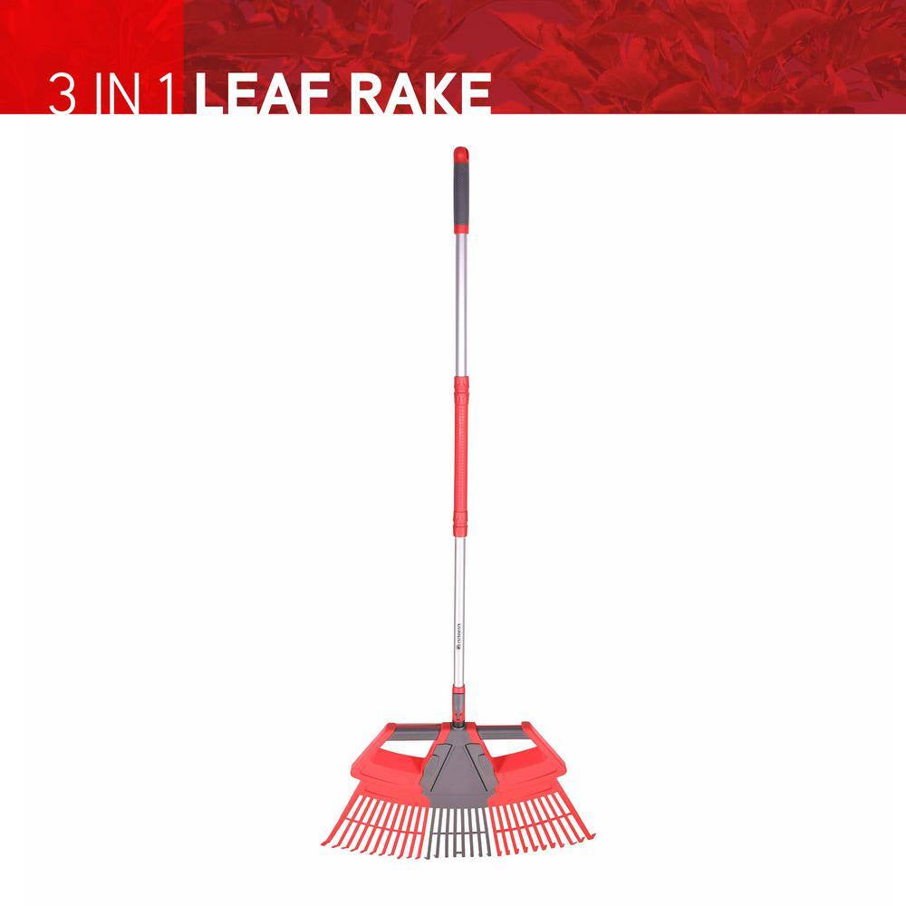 30 In. W 3-In-1 Aluminum Handle Leaf Rake