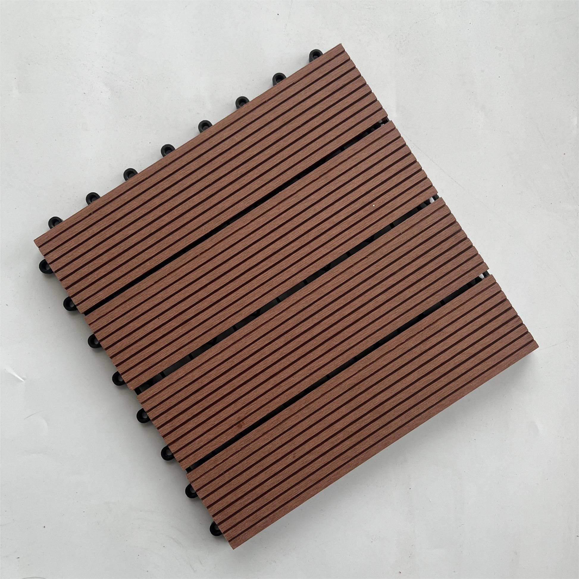 Extra-Thick 22mm Interlocking Wood-Plastic Deck Tiles, 12"x12", Box of 11 - Rooted Supplies