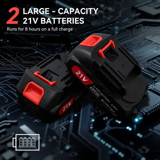 21V Cordless Electric Pruning Shears - 28mm Max Cut with 2 Batteries