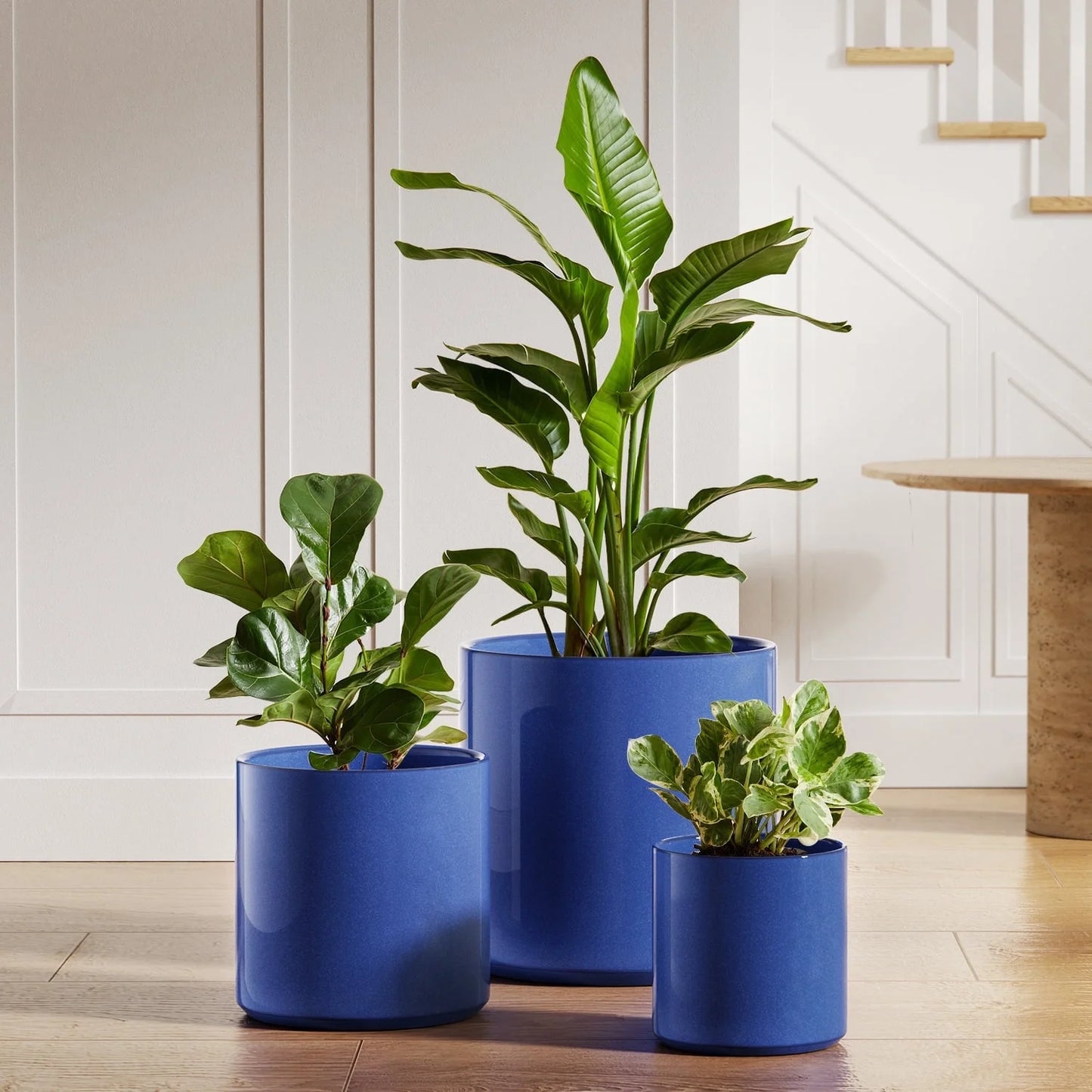 Set of 3 (10"+8"+6") Plant Pots with Drainage Hole & Plug for Indoor & Patio Decor, White Indoor Plant Pots