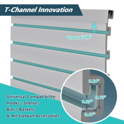 4ft x 2ft PVC Slat Wall Panels - Heavy Duty Garage Storage System in Graphite