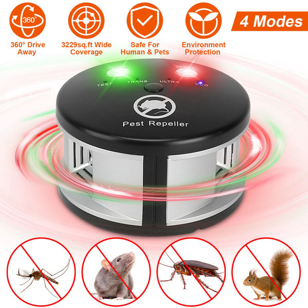 360° Ultrasonic Pest Repeller - Electronic Plug-In Rodent Control