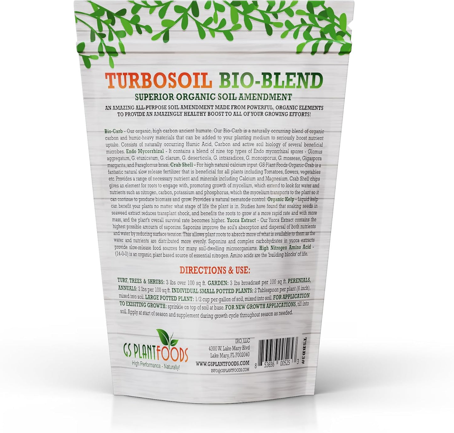 GS Plant Foods Turbo Soil Organic Bio-Blend Soil Enhancer, 3 lb