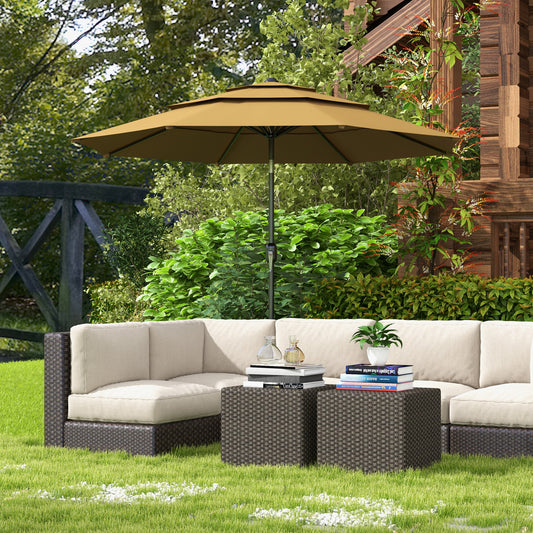 9 ft Patio Umbrella with Crank, Wind Resistant Canopy & Tilt – Tan