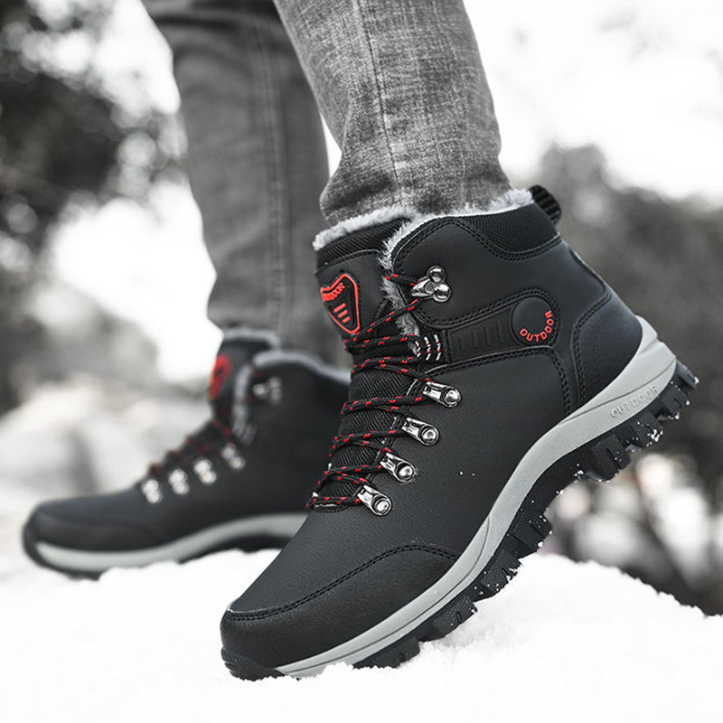Winter Waterproof Hiking Boots - Insulated Lace-Up Snow Boots