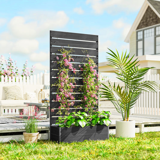 Raised Garden Bed with Trellis for Climbing Plants, 35.75" x 70.75", Black