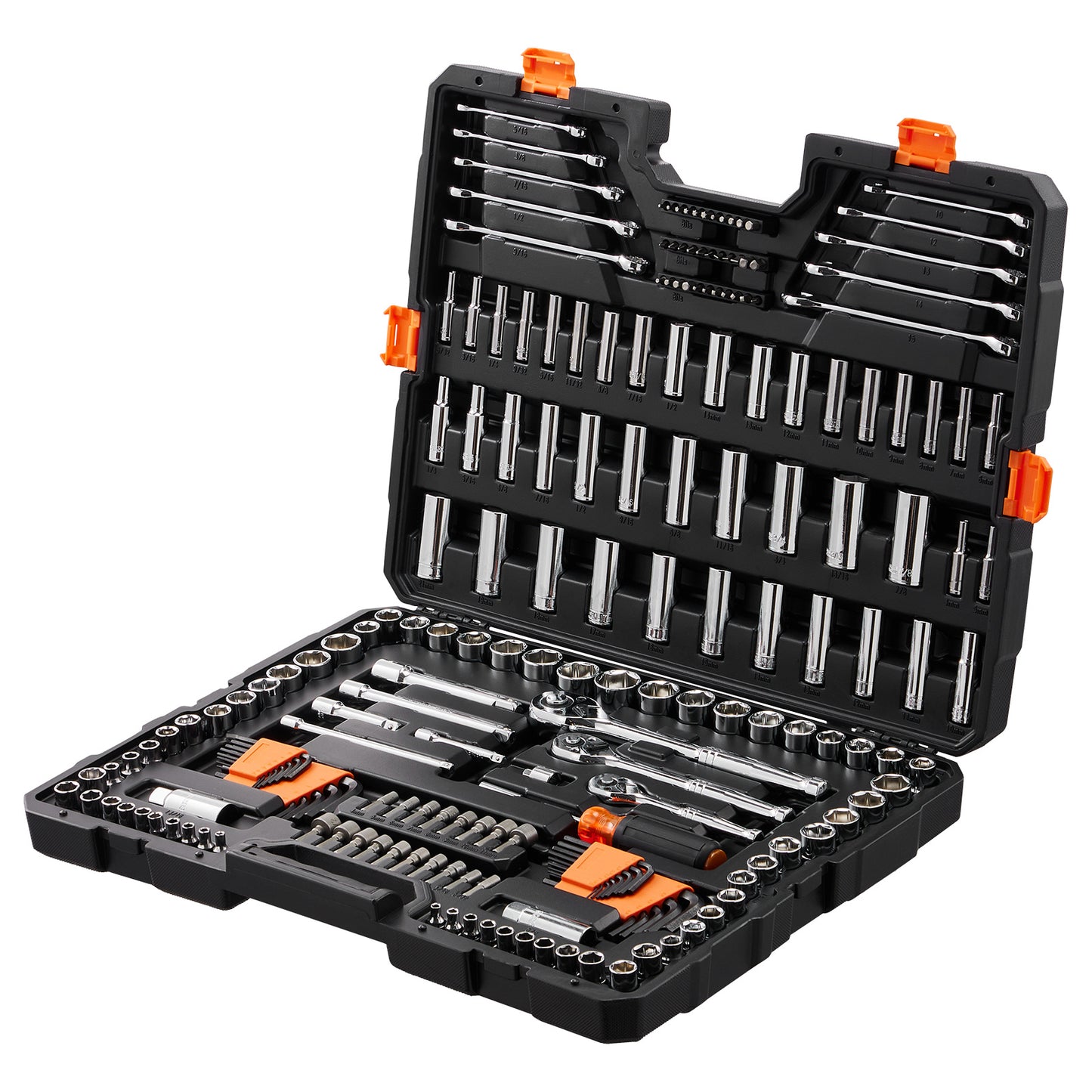 VEVOR 205-Piece Mechanics Tool Set – SAE & Metric Socket Set with Storage Case