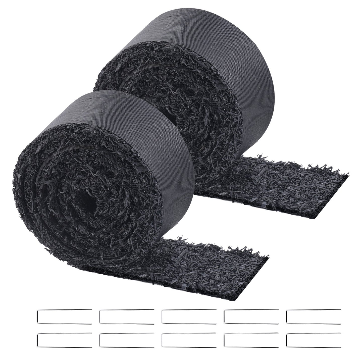 2-Pack Rubber Mulch Mat Rolls - 120" x 4.5" Landscape Edging