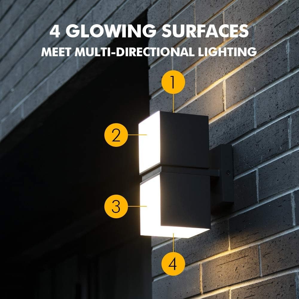 Cuba 3000K 1100LM LED Integrated Porch Wall Light Outdoor and Indoor Bedroom LED Wall Lantern Sconce-Black