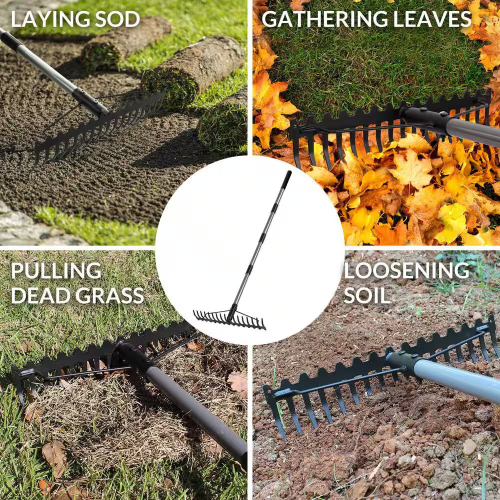 63 In. Steel Handle 17-Tine Bow Rake
