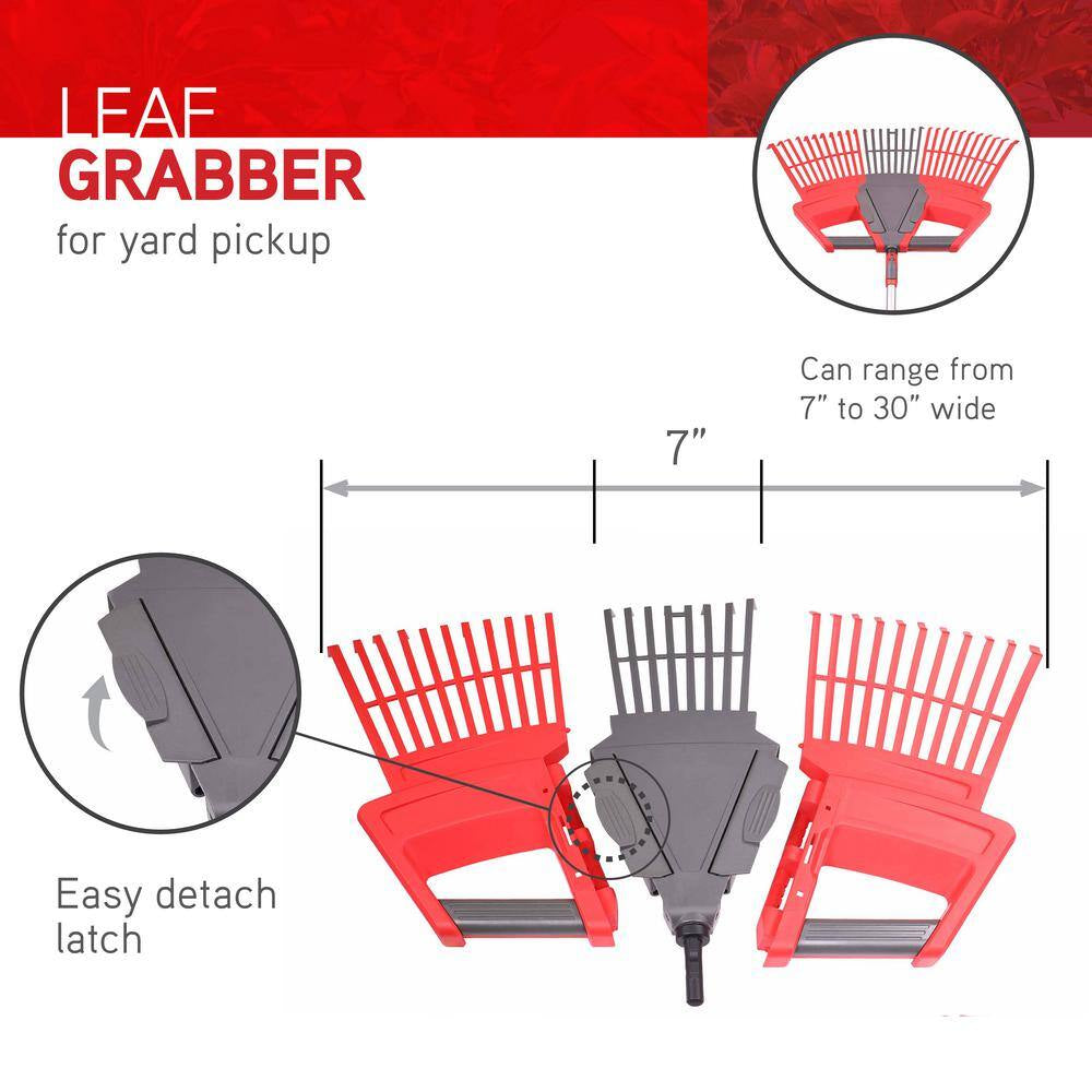 30 In. W 3-In-1 Aluminum Handle Leaf Rake