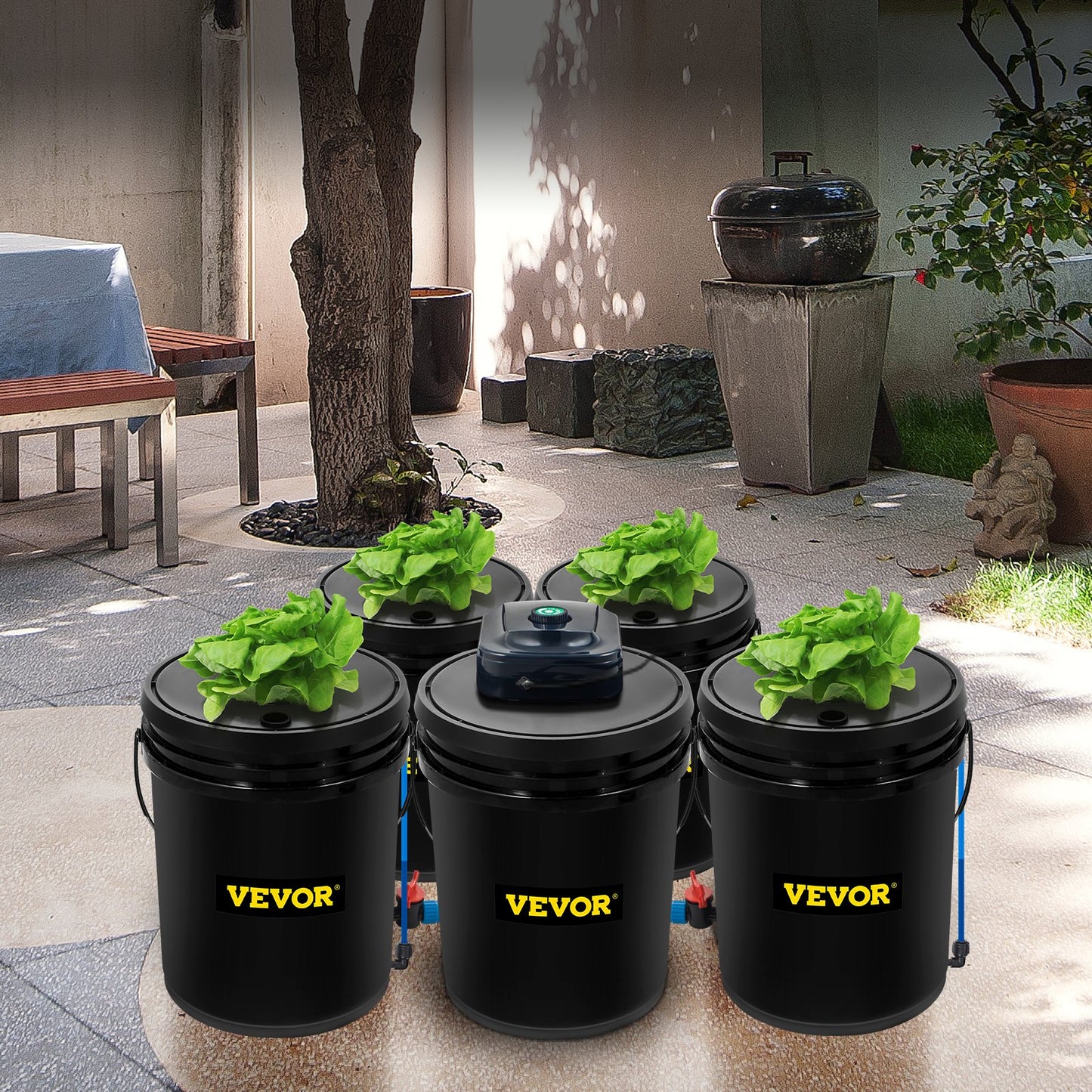 VEVOR DWC Hydroponic System – 5 Gallon 5-Bucket Deep Water Culture Kit