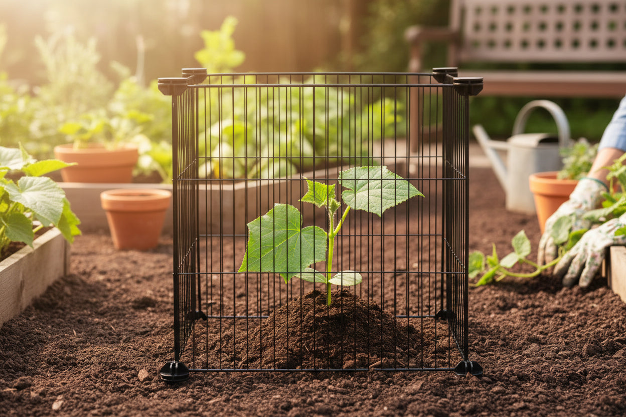Stackable Metal Plant Cages 15.35" – 5 Pack Adjustable Garden Protectors