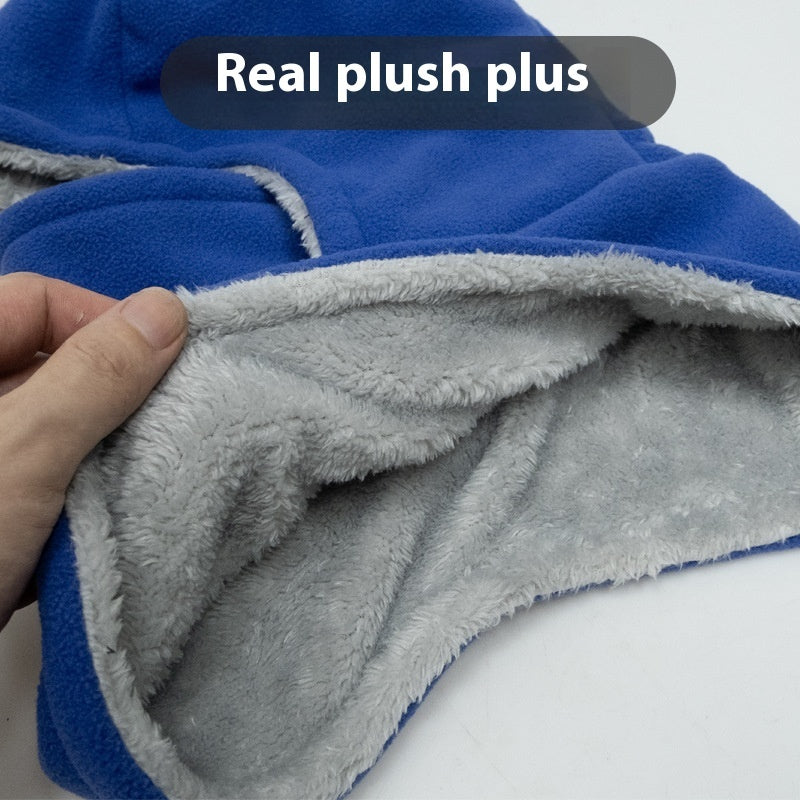 Winter Fleece Hooded Scarf with Face Mask - Windproof Thermal Neck Warmer