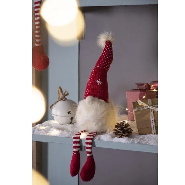 2 pc Christmas Gnome Figurine - Red White Striped Legs Holiday Decoration