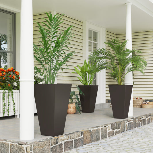 Tall Square Planter Set - Weather-Resistant Indoor/Outdoor Plant Pots