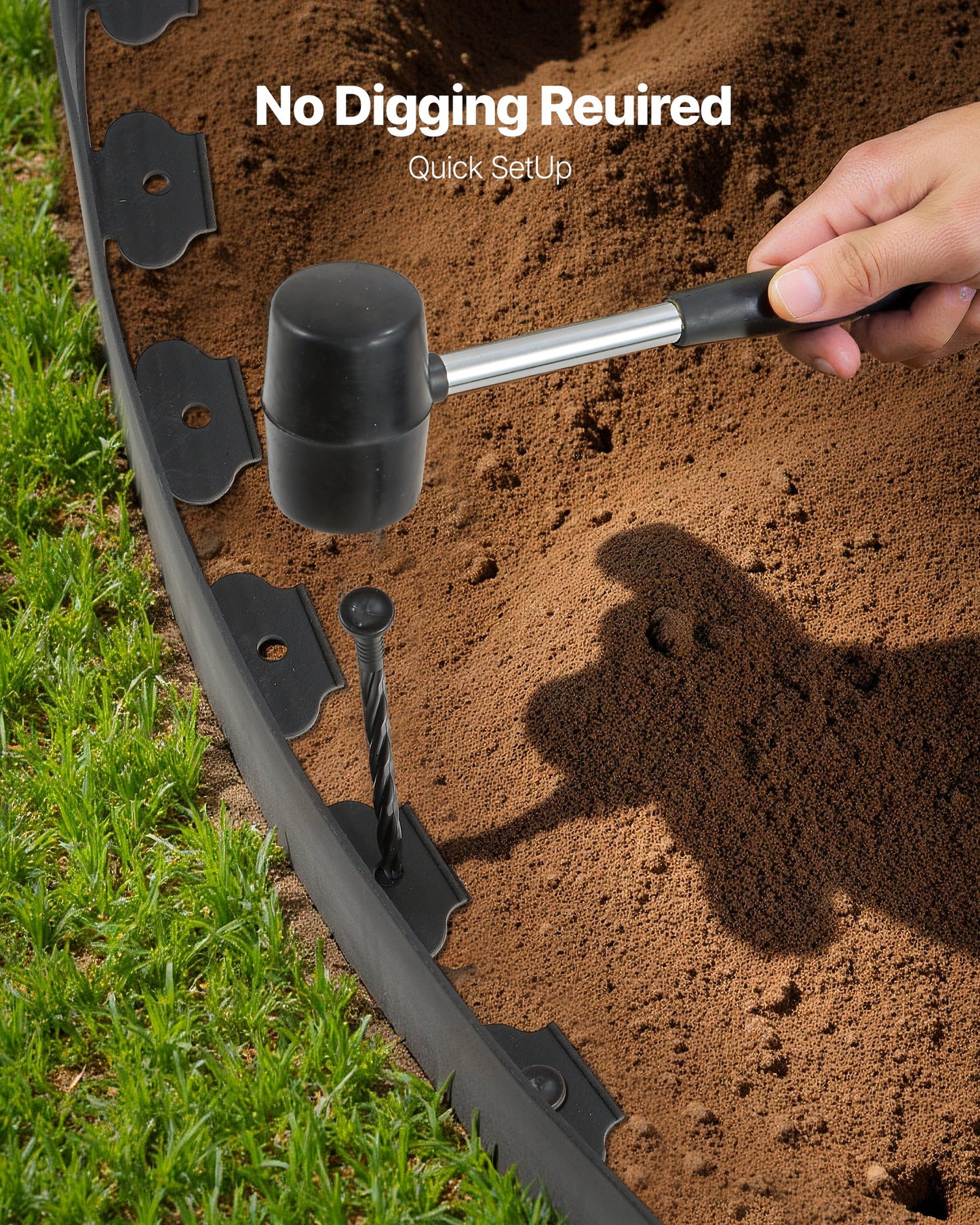 33 ft x 4 in Flexible Landscape Edging with 30 Spikes and 2 Stakes