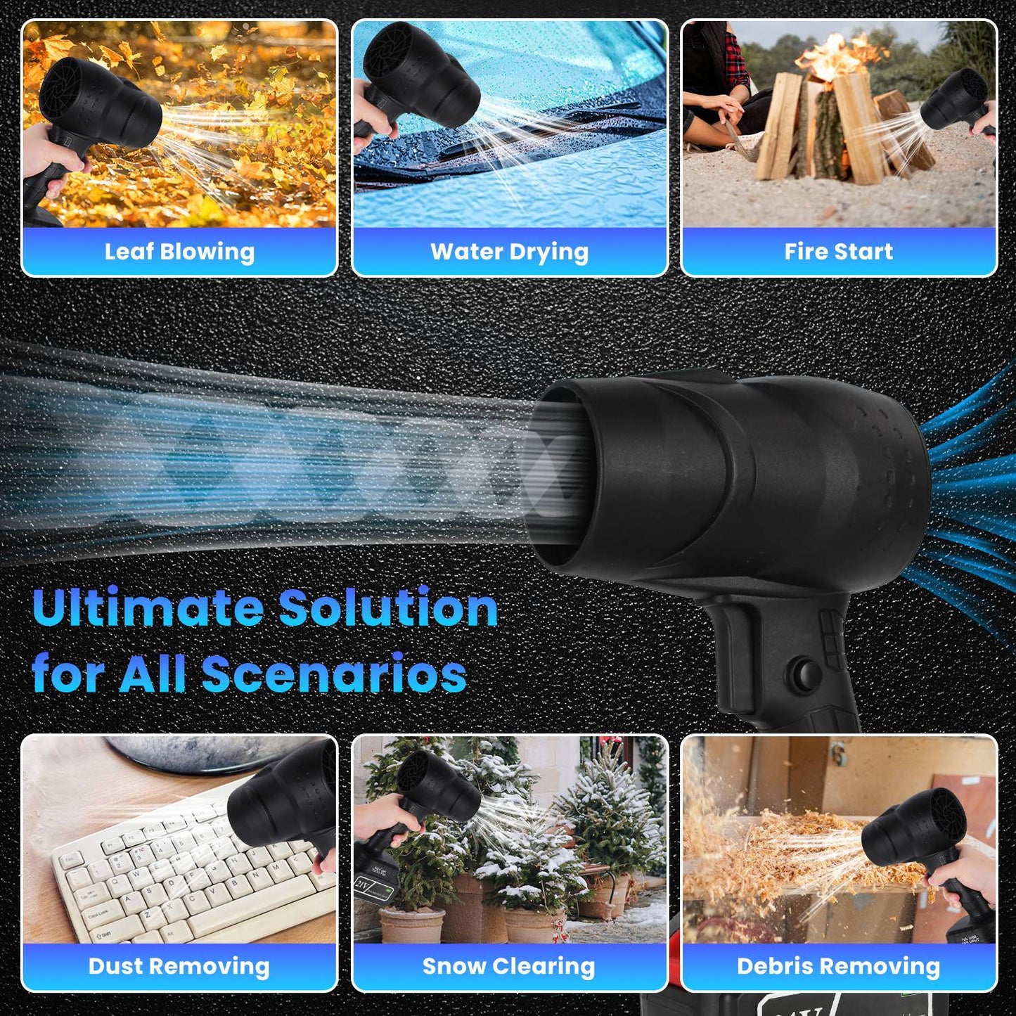 130000RPM Mini Cordless Leaf Blower with 2x 3Ah Batteries – Jet Blower