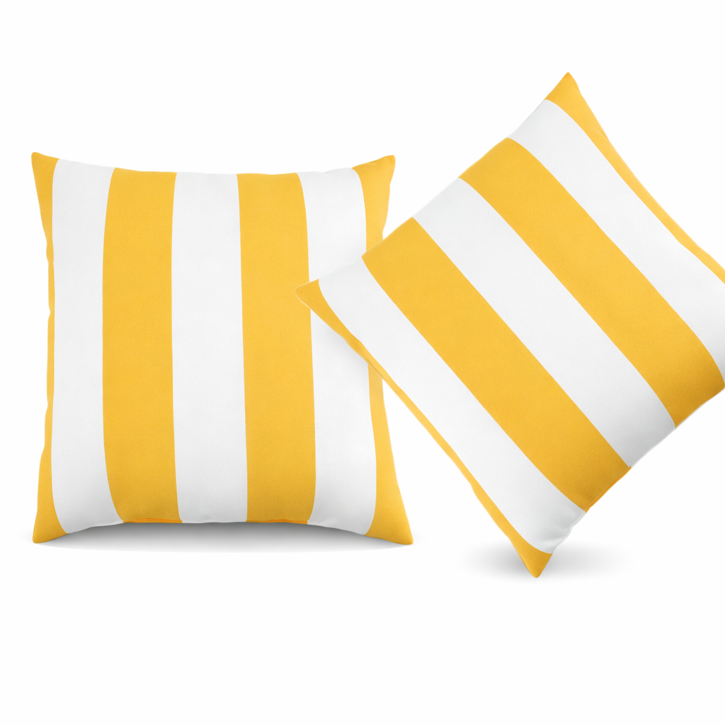 Waterproof Outdoor Throw Pillows 18x18 Stripe Set of 2 – Green or Yellow