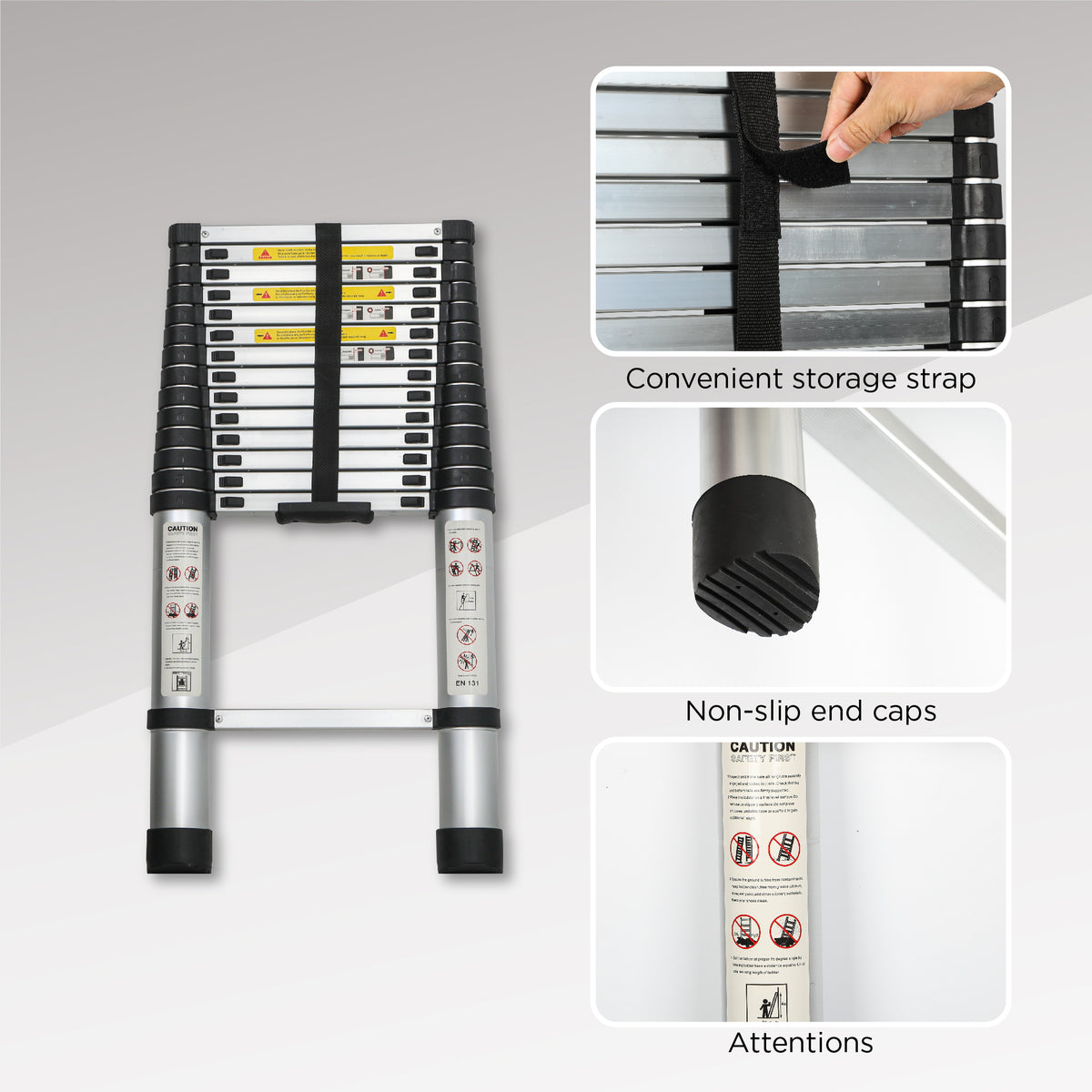 14.5 FT Telescoping Aluminum Ladder - Lightweight Extension Ladder