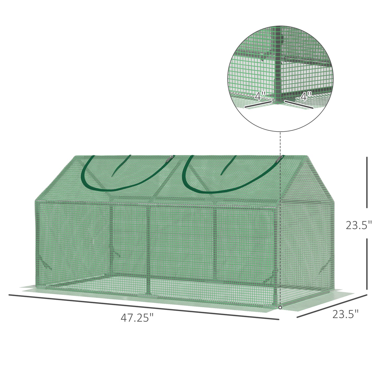 Portable Mini Greenhouse with PE Cover & Zippered Windows