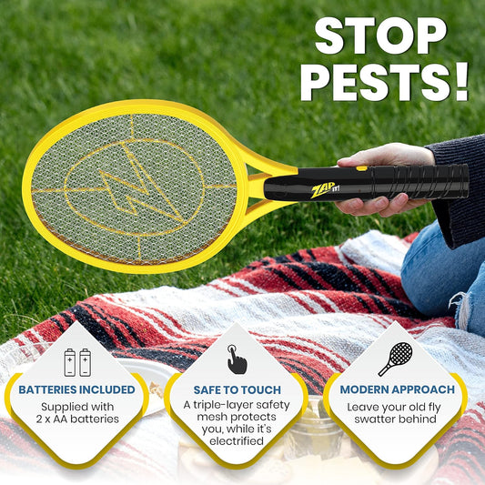 Zap It Bug Zapper Battery Powered (2Xaa Included) Bug Zapper Racket, 3,500 Volt, 2 Pack
