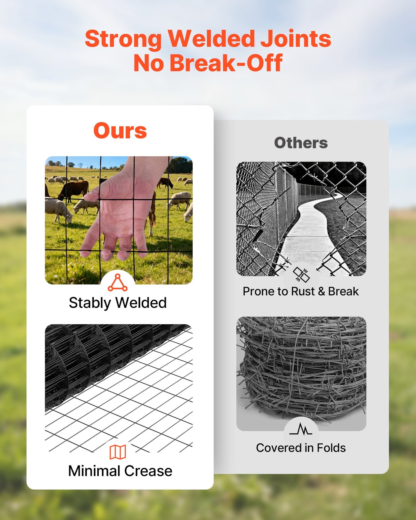 Garden & Livestock Fence - 48" x 50ft Galvanized Steel Mesh for Raised Beds & Animal Enclosures