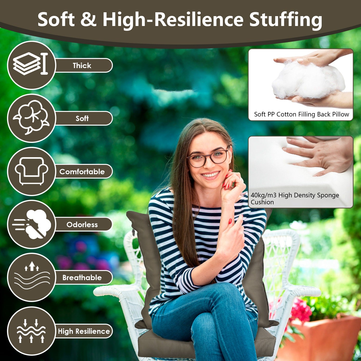 Outdoor Deep Seat Cushion & Back Pillow Set – Waterproof, UV-Resistant, 4 Colors - Rooted Supplies