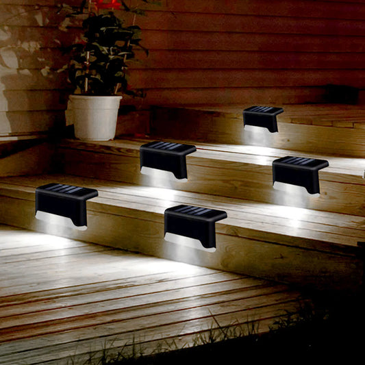 Solar Deck Lights Outdoor 4 Pack, Waterproof LED Step and Stair Lights, Black