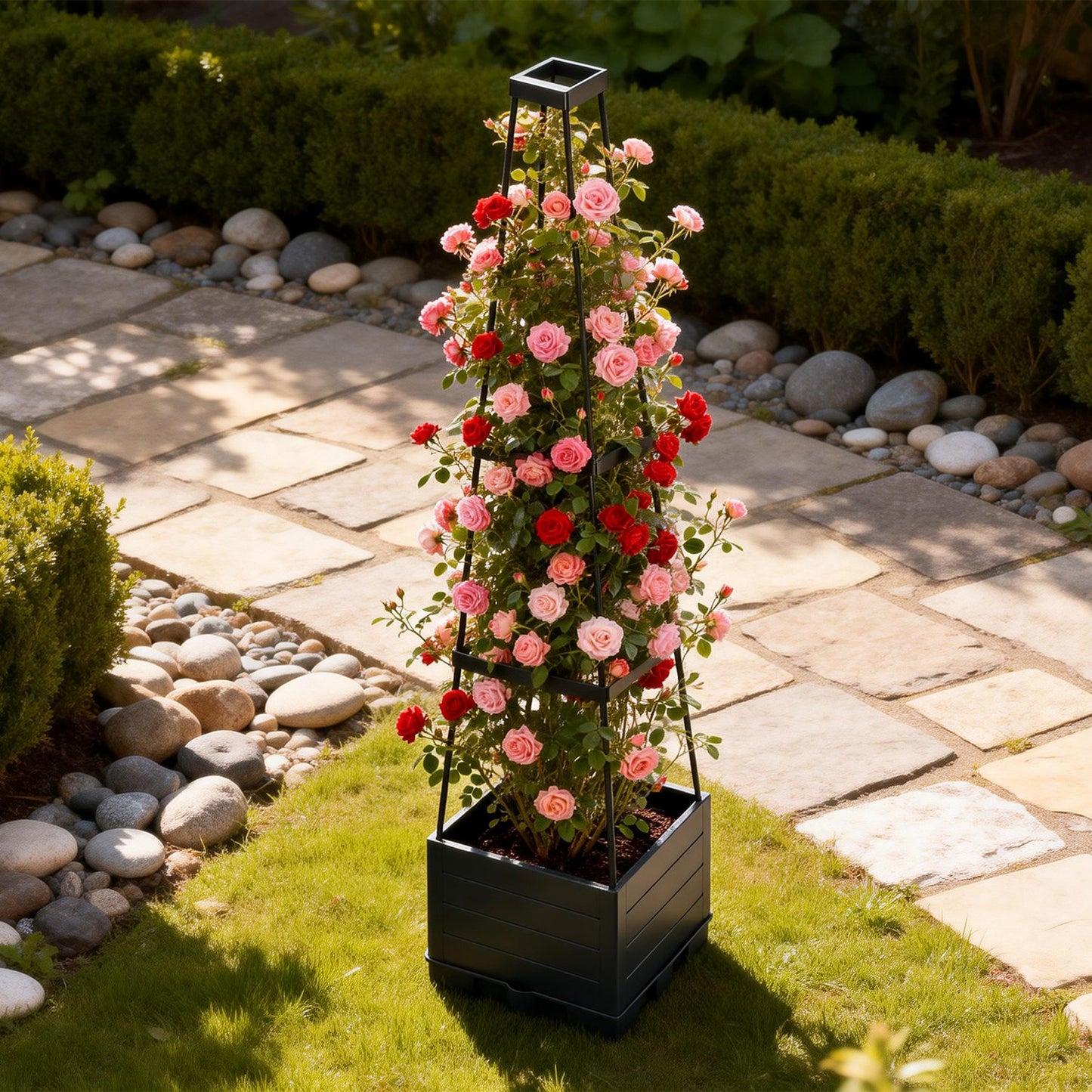 2-Pack Self-Watering Planter Box with Adjustable Trellis, 56in