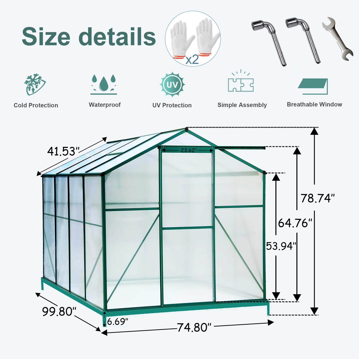 6x8 Ft Polycarbonate Greenhouse - Heavy Duty Walk-In Garden Greenhouse