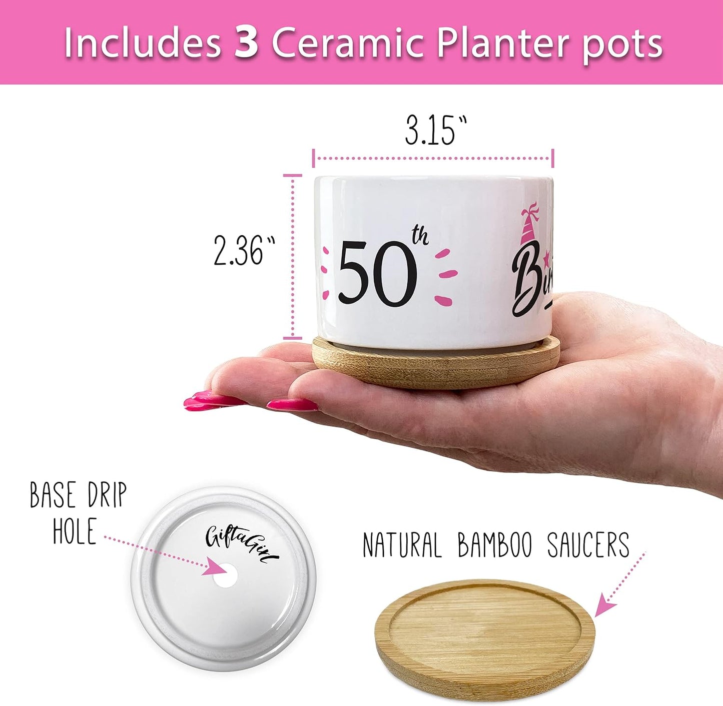 50Th Birthday Gifts for Women - Beautiful Keepsake 50Th Birthday Gift Ideas. Our Pretty Pots Are Perfect 50Th Birthday Decor or Gifts for Women Turning 50 and Arrive Beautifully Gift Boxed