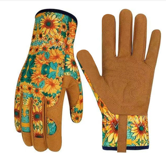 Floral Print Gardening Gloves – Microfiber Grip for Planting & Weeding