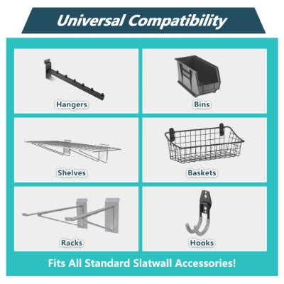 4ft x 2ft PVC Slat Wall Panels - Heavy Duty Garage Storage System in Graphite